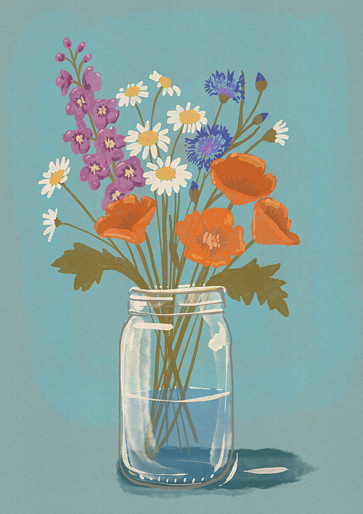 Wildflower Mason Jar art print by Nicholas for $57.95 CAD
