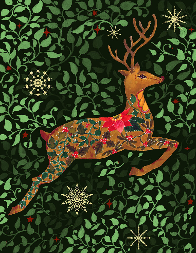 Enchanted Christmas Deer art print by Suchi Deb for $57.95 CAD