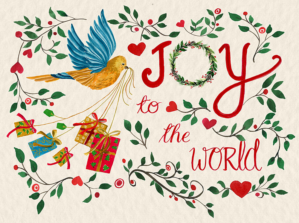 Joy to the World Bird art print by Suchi Deb for $57.95 CAD