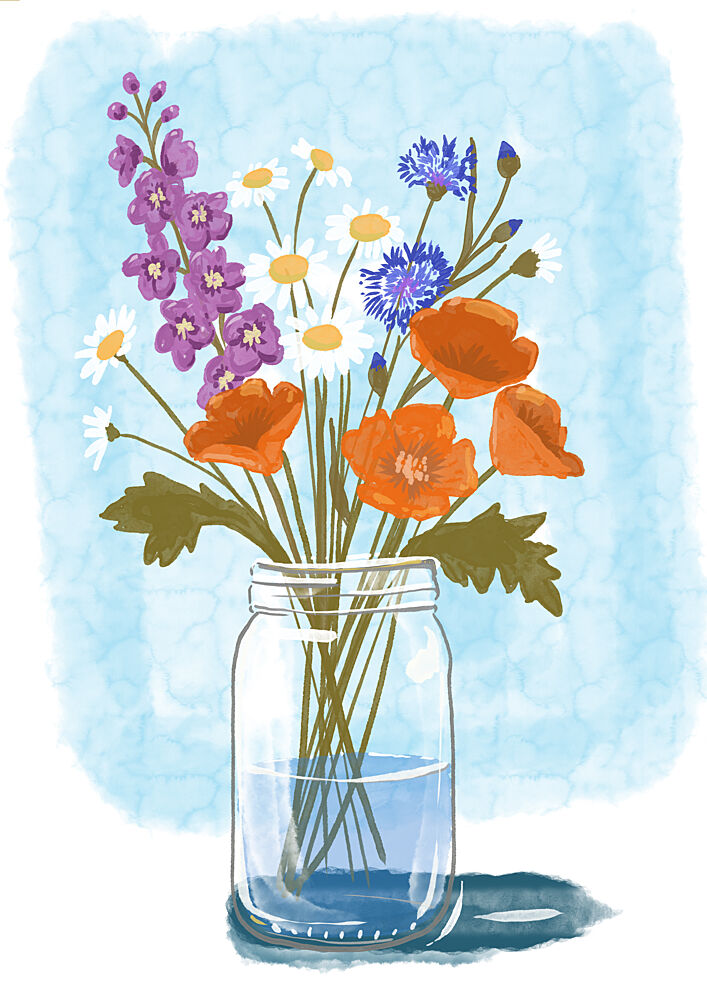 Wildflower Jar Bouquet art print by Nicholas for $57.95 CAD