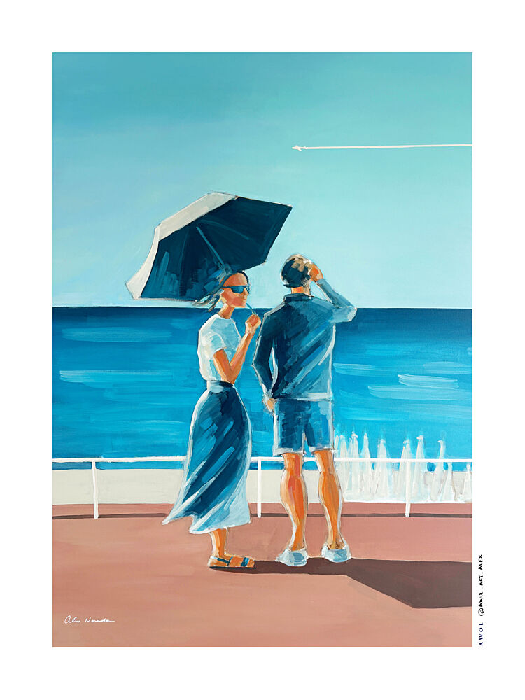 Ocean View Couple art print by Alex Nereuta for $57.95 CAD