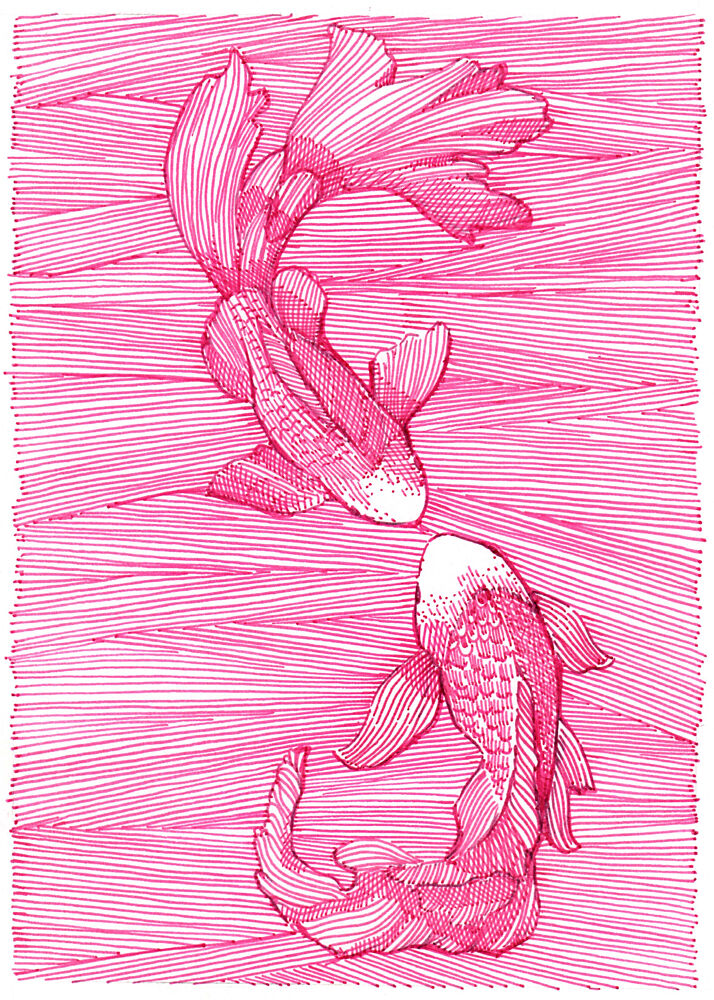 Pink Koi Dance art print by Katie O'Shea for $57.95 CAD