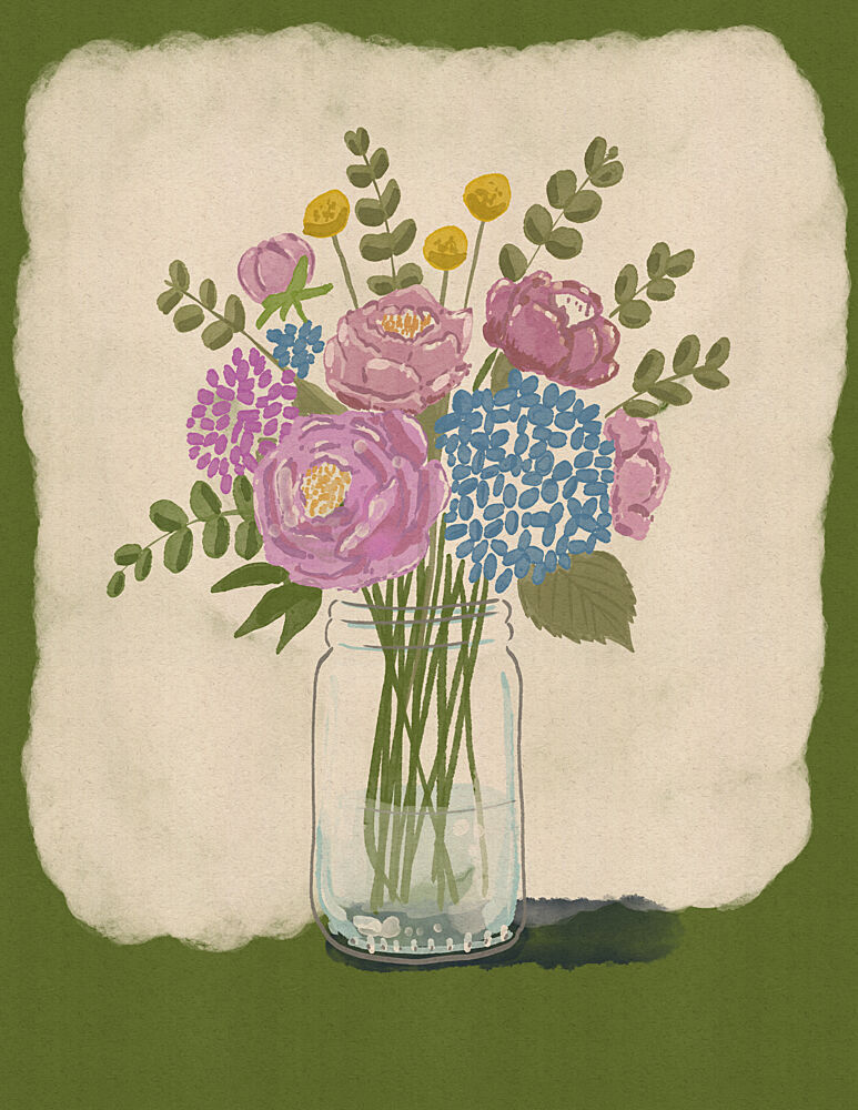 Colorful Mason Jar Bouquet art print by Nicholas for $57.95 CAD