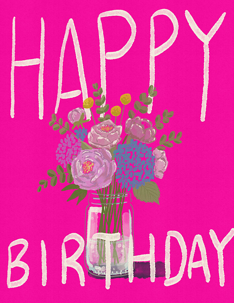 Happy Birthday Floral Jar art print by Nicholas for $57.95 CAD