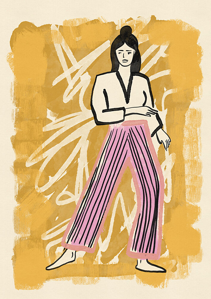 Stylish Woman Pink Stripes art print by Nicholas for $57.95 CAD