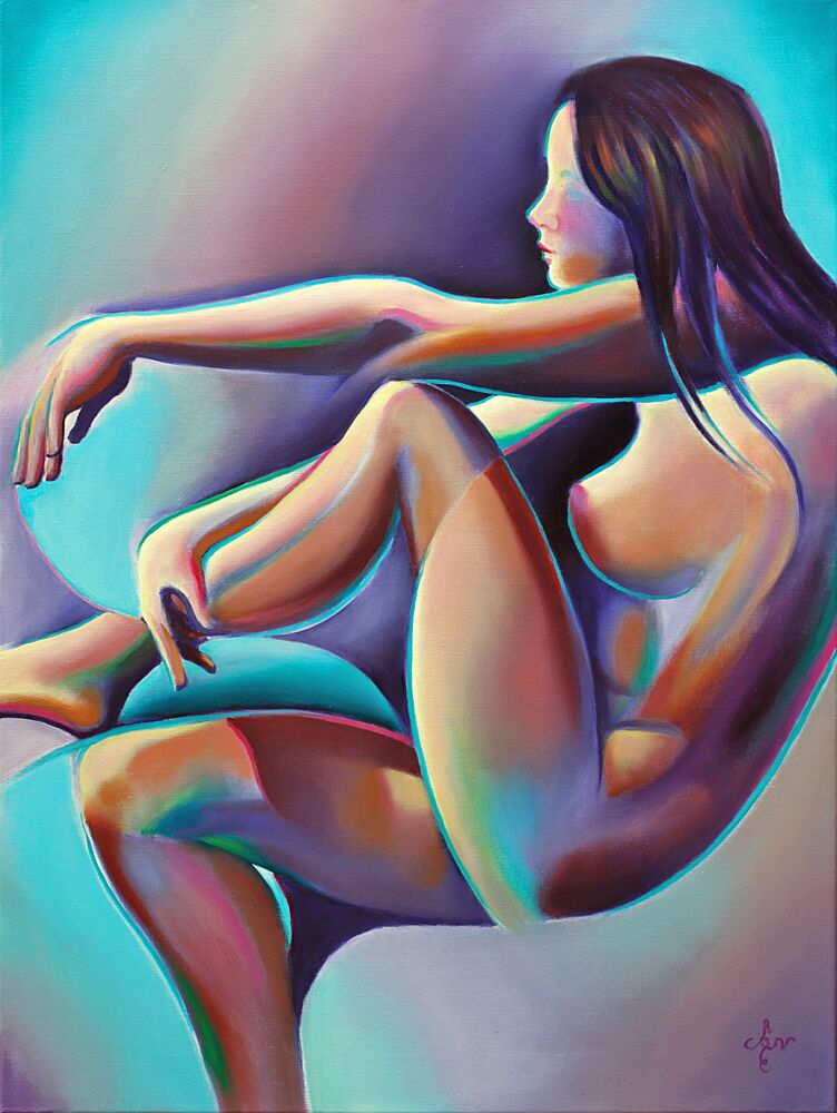 Colorful Nude Figure art print by Corne Akkers for $57.95 CAD