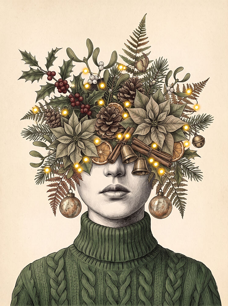 Christmas Woman Portrait art print by Marja van den Hurk for $57.95 CAD