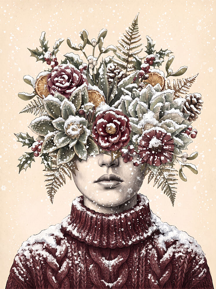 Winter Floral Woman art print by Marja van den Hurk for $57.95 CAD