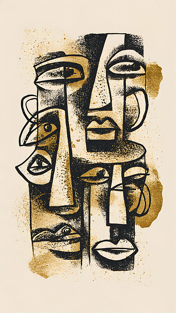 Modern Abstract Faces art print by Miguel Bruzual for $57.95 CAD