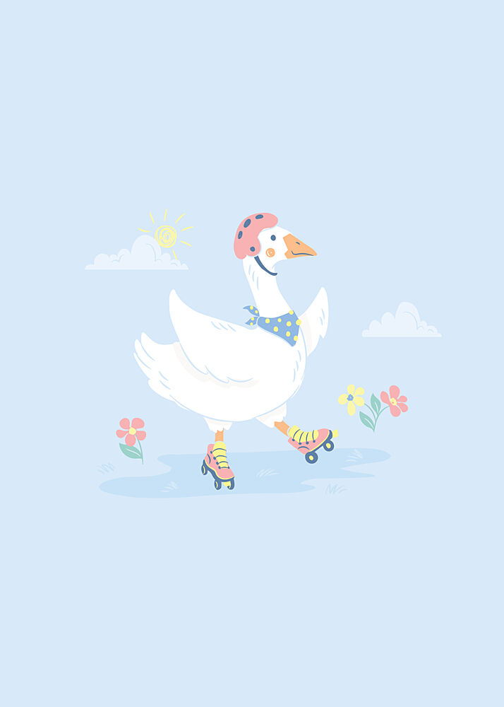 Goose on Roller Skates art print by Weronika Gross for $57.95 CAD