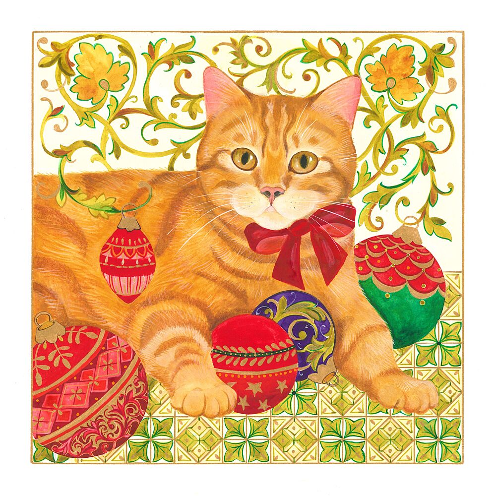Festive Ginger Cat art print by Isabelle Brent for $57.95 CAD