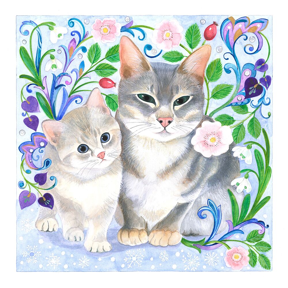 Whimsical Cats and Flowers art print by Isabelle Brent for $57.95 CAD