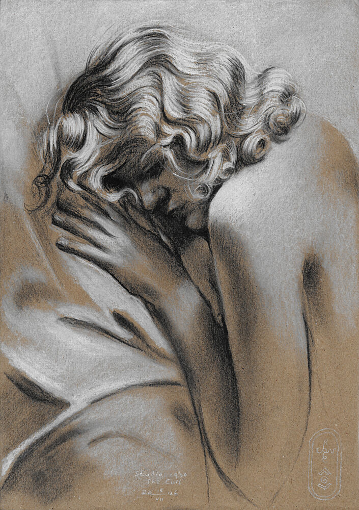 Pensive Woman Figure art print by Corne Akkers for $57.95 CAD