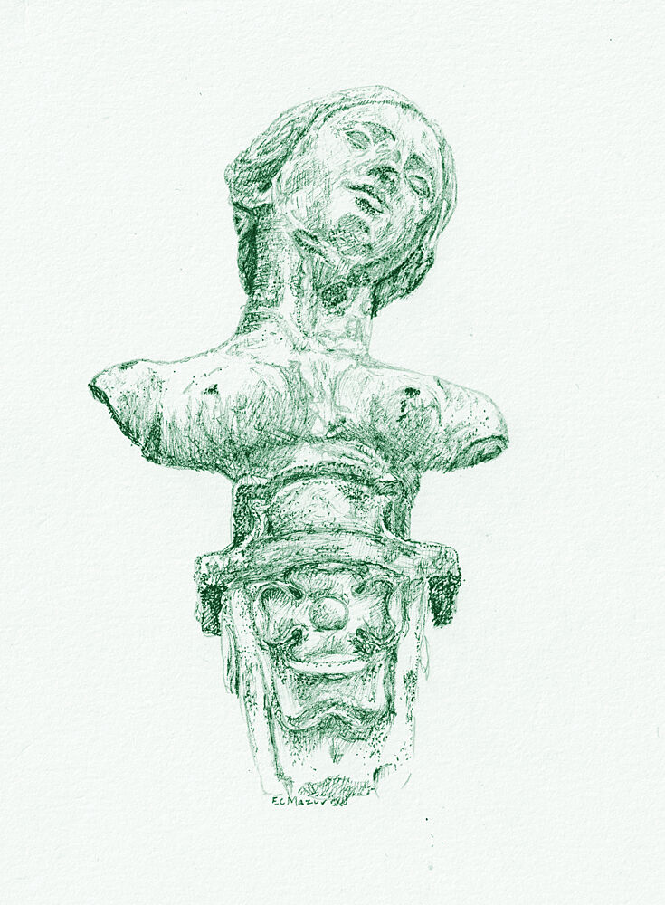 Green Classical Bust art print by E.C. Mazur for $57.95 CAD