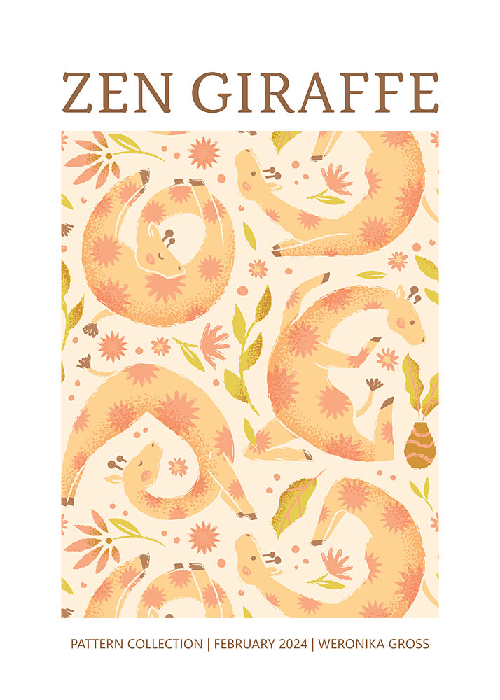 Zen Giraffes Pattern art print by Weronika Gross for $57.95 CAD