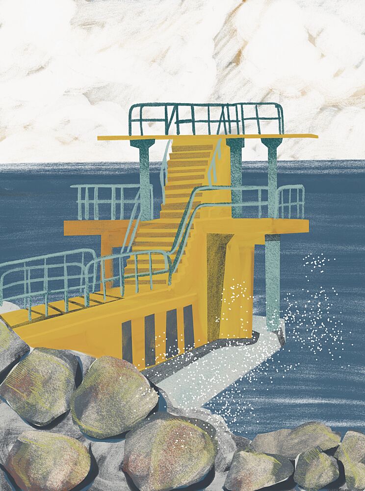 Yellow Ocean Diving Platform art print by Charlotte Trudgett for $57.95 CAD
