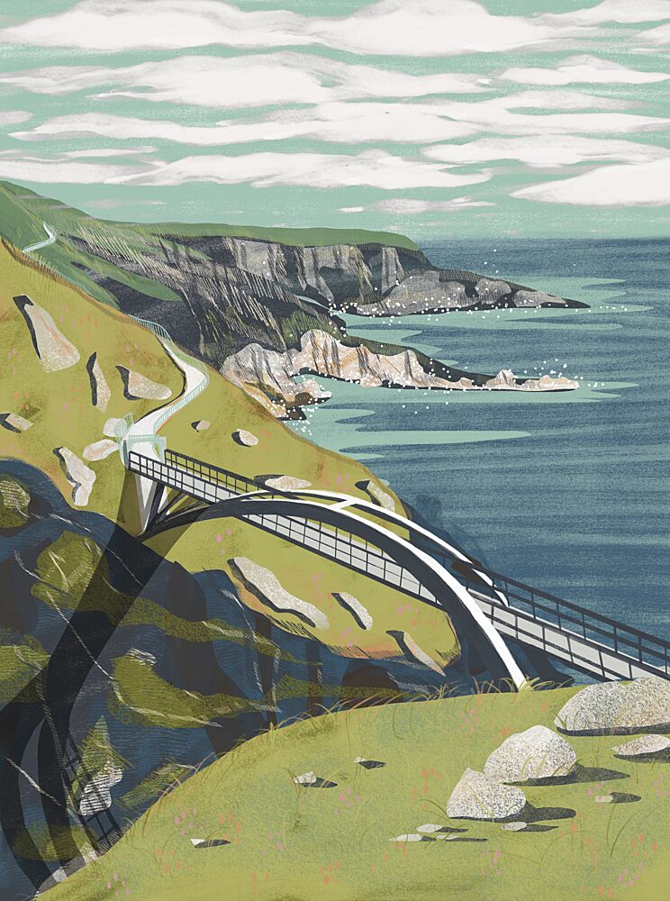 Winding Coastal Bridge Path art print by Charlotte Trudgett for $57.95 CAD