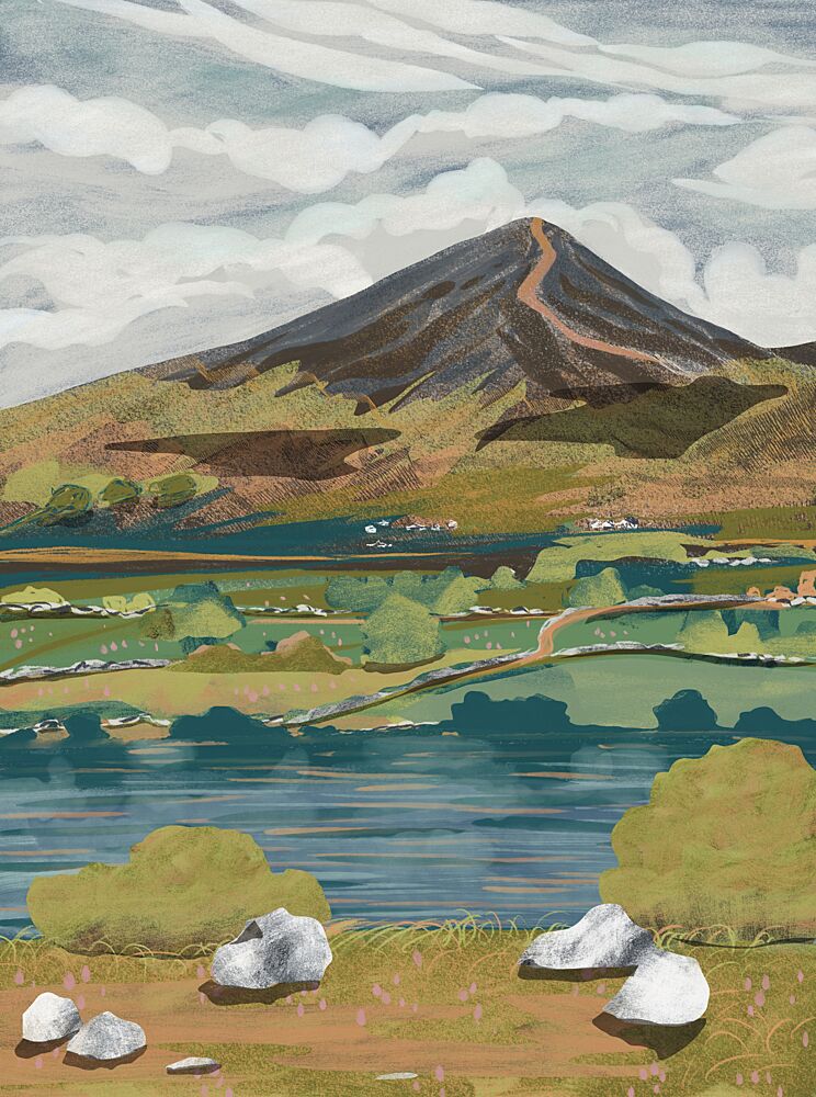 Lakeside Mountain View art print by Charlotte Trudgett for $57.95 CAD