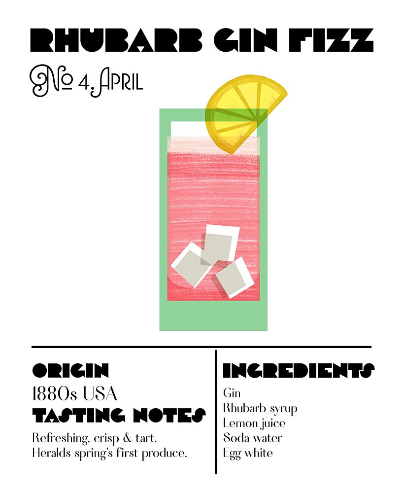 Rhubarb Gin Fizz art print by Charlotte Trudgett for $57.95 CAD