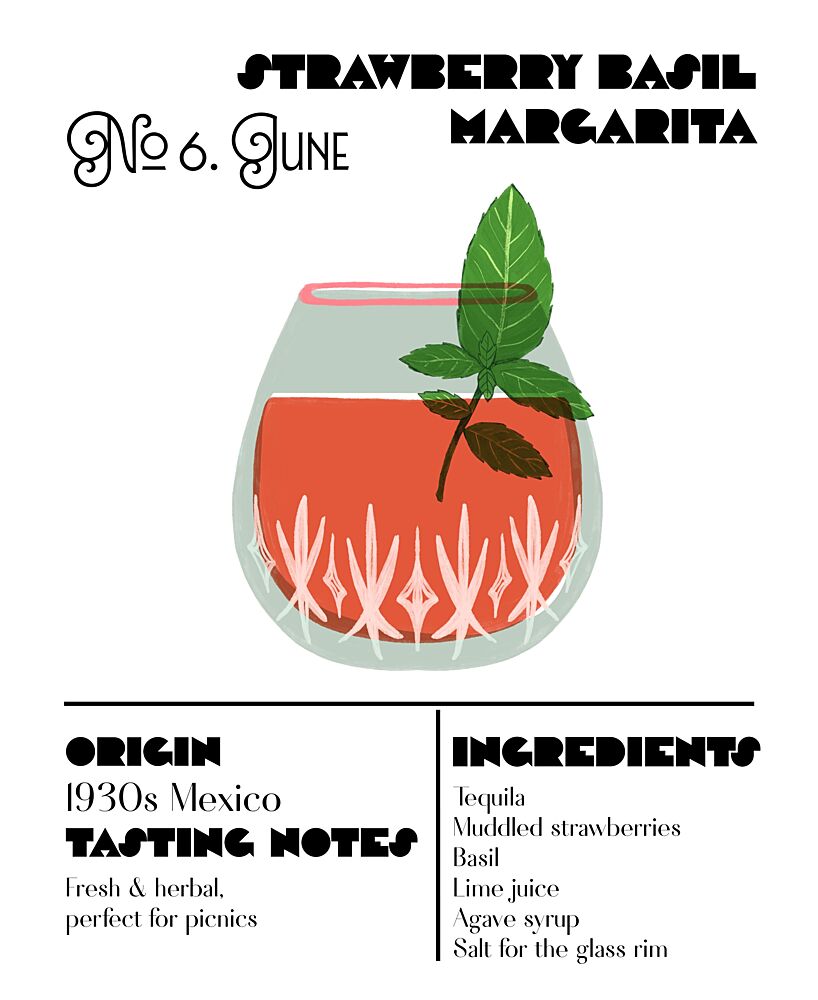 Strawberry Basil Margarita art print by Charlotte Trudgett for $57.95 CAD