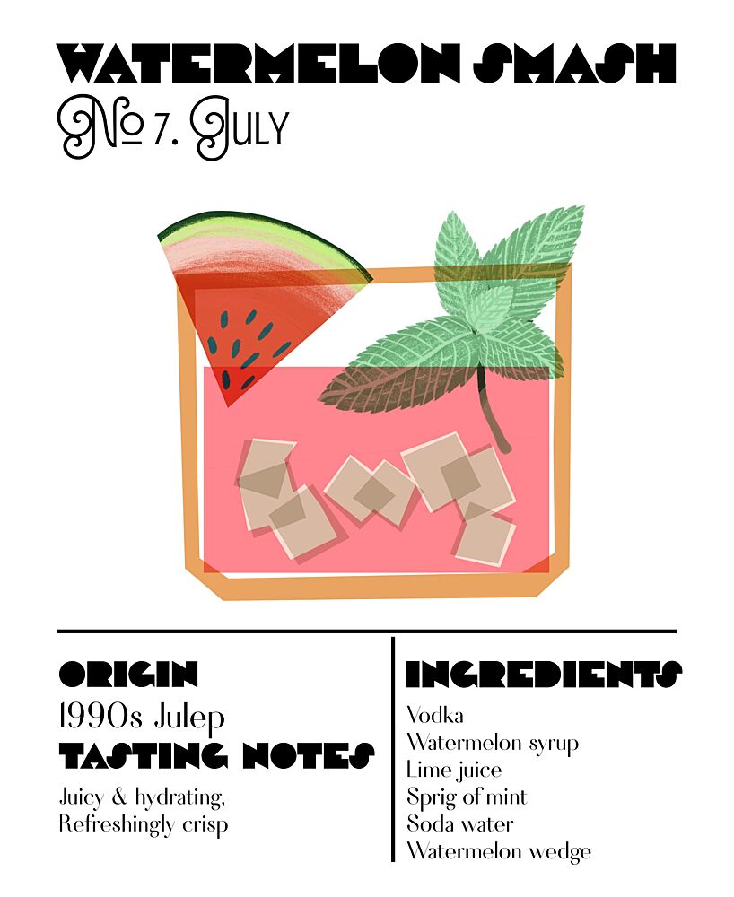 Watermelon Smash Cocktail art print by Charlotte Trudgett for $57.95 CAD
