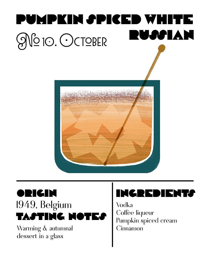 Pumpkin Spiced White Russian art print by Charlotte Trudgett for $57.95 CAD