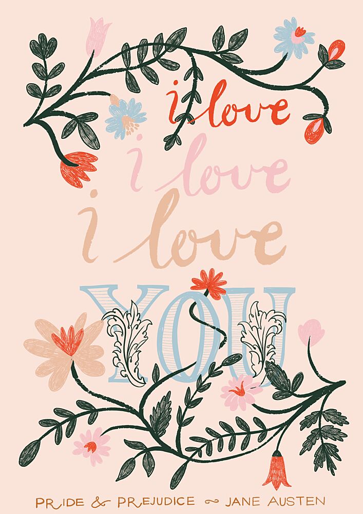 I Love You Botanical Script art print by Charlotte Trudgett for $57.95 CAD