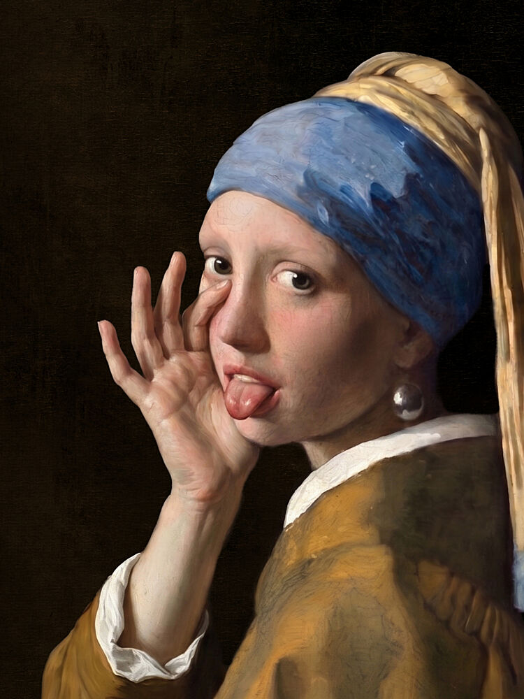 Playful Pearl Earring Girl art print by Marja van den Hurk for $57.95 CAD