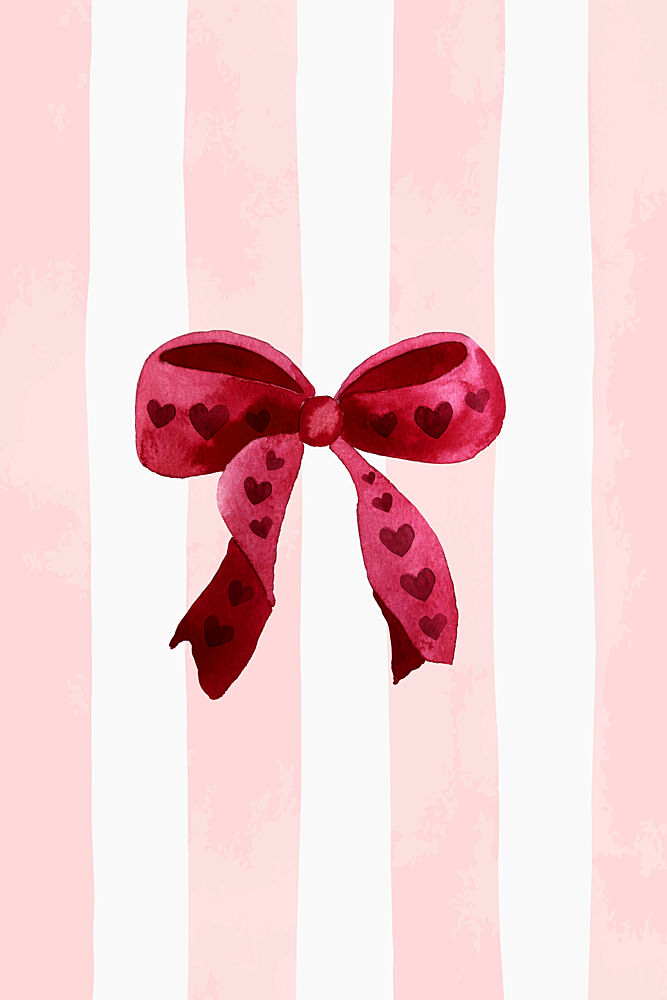 Pink Hearts Bow art print by Karen Menzenbach for $57.95 CAD