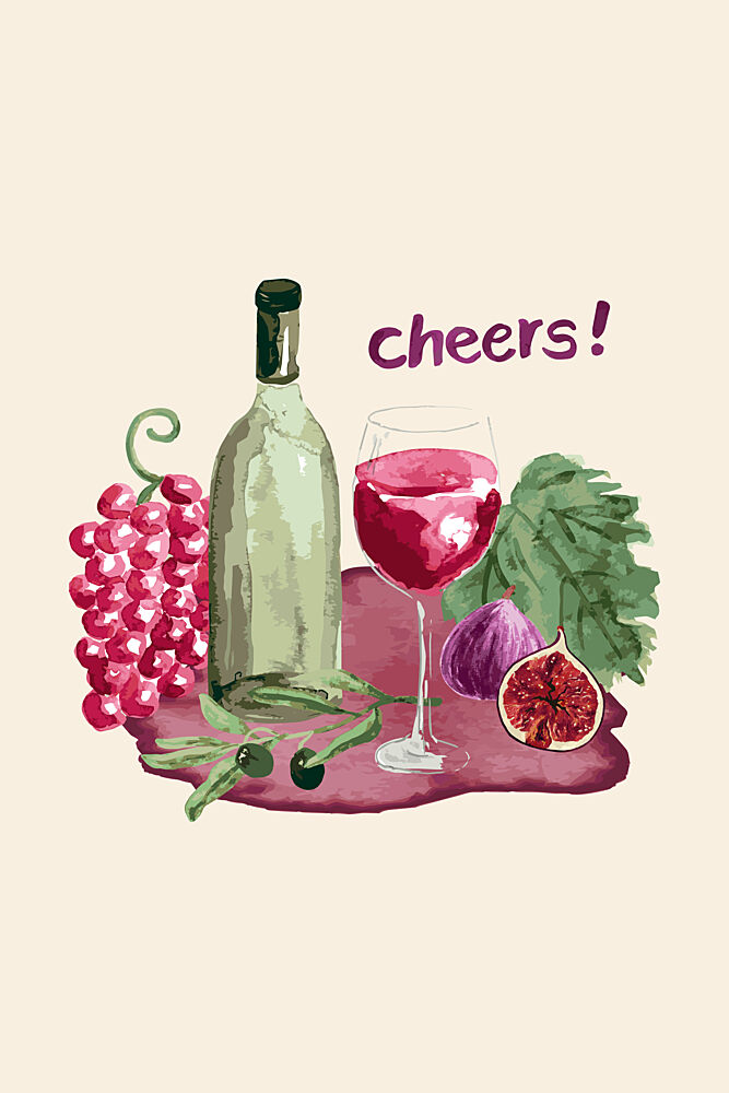 Cheers Wine Still Life art print by Karen Menzenbach for $57.95 CAD