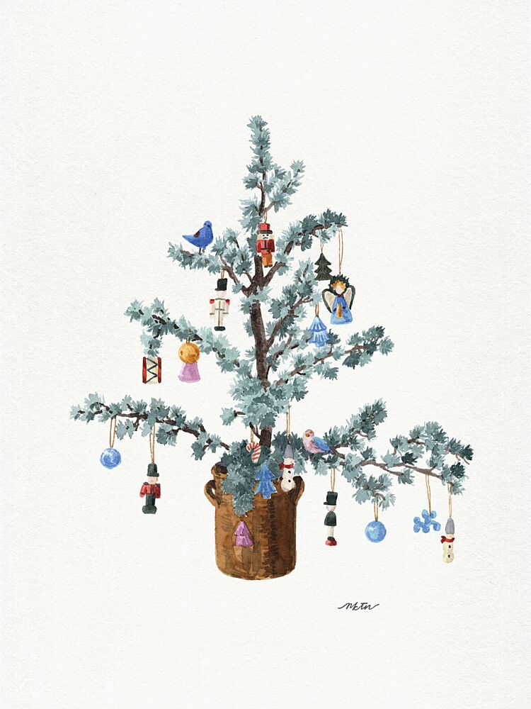Potted Festive Christmas Tree art print by Nktn for $57.95 CAD