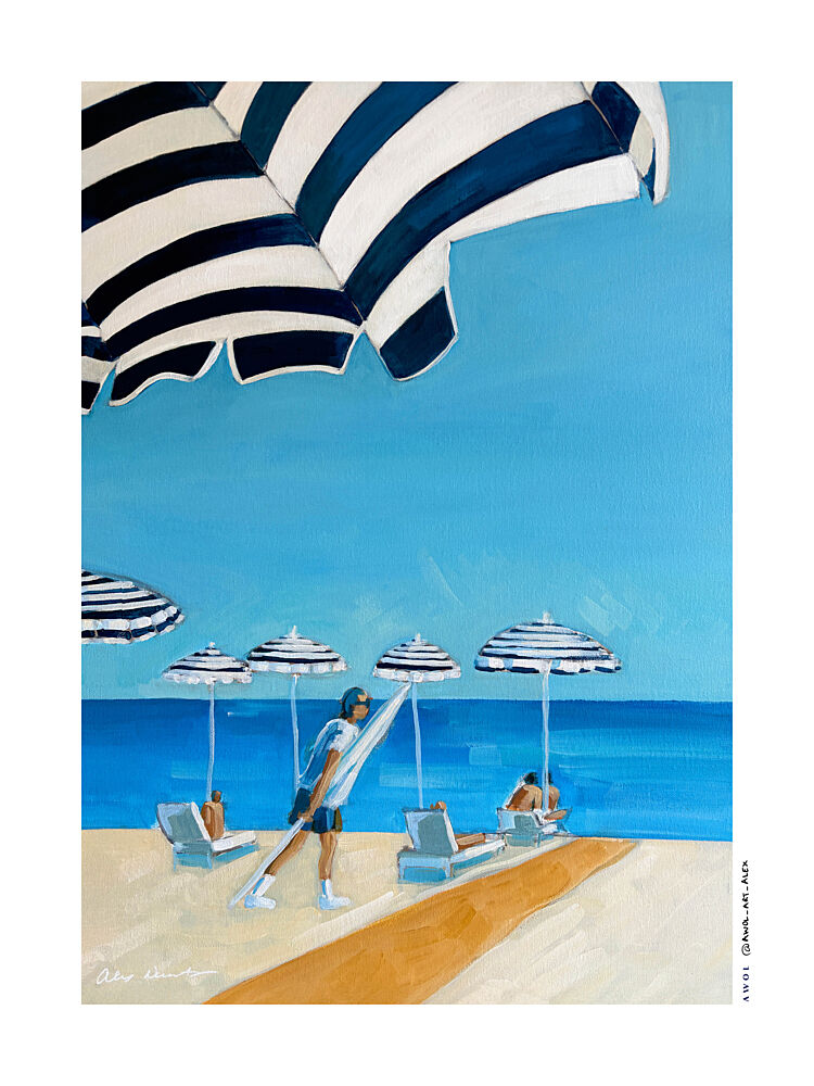 Blue Striped Beach Day art print by Alex Nereuta for $57.95 CAD