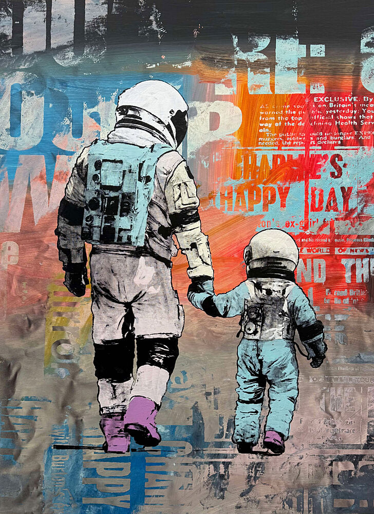 Astronauts Holding Hands art print by Unknown for $57.95 CAD