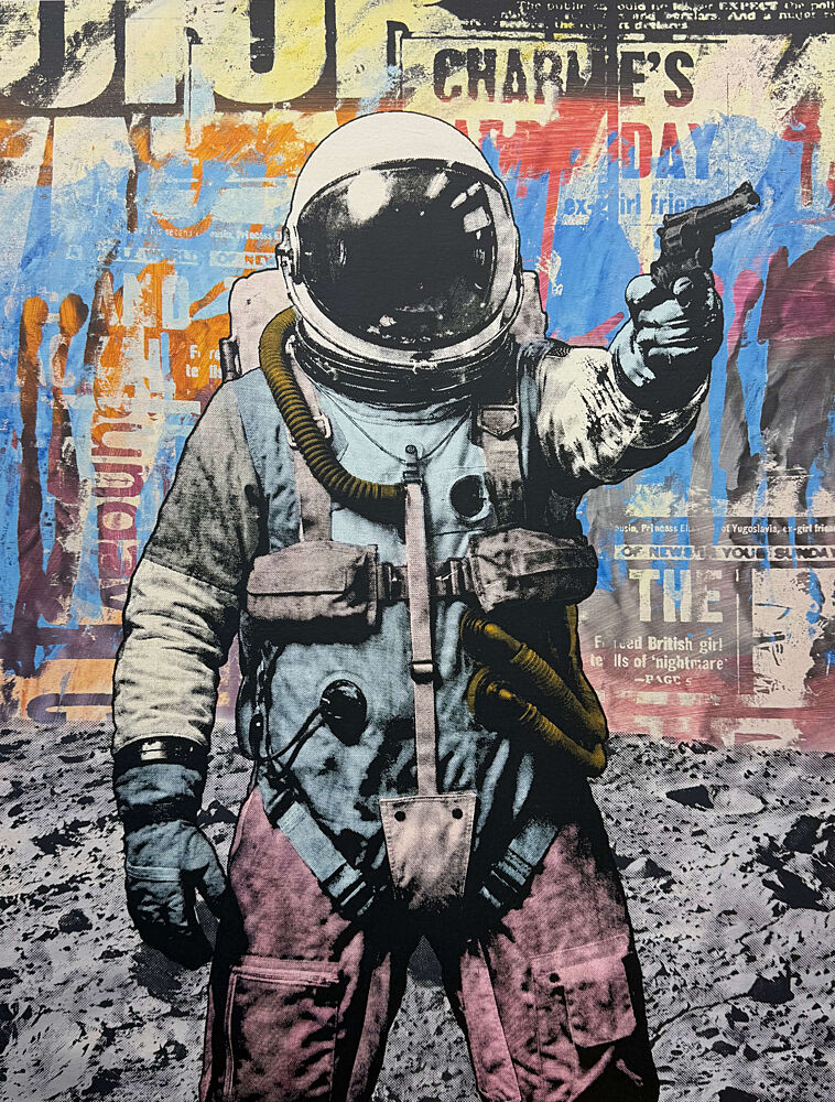Armed Astronaut Moon Rebel art print by Unknown for $57.95 CAD