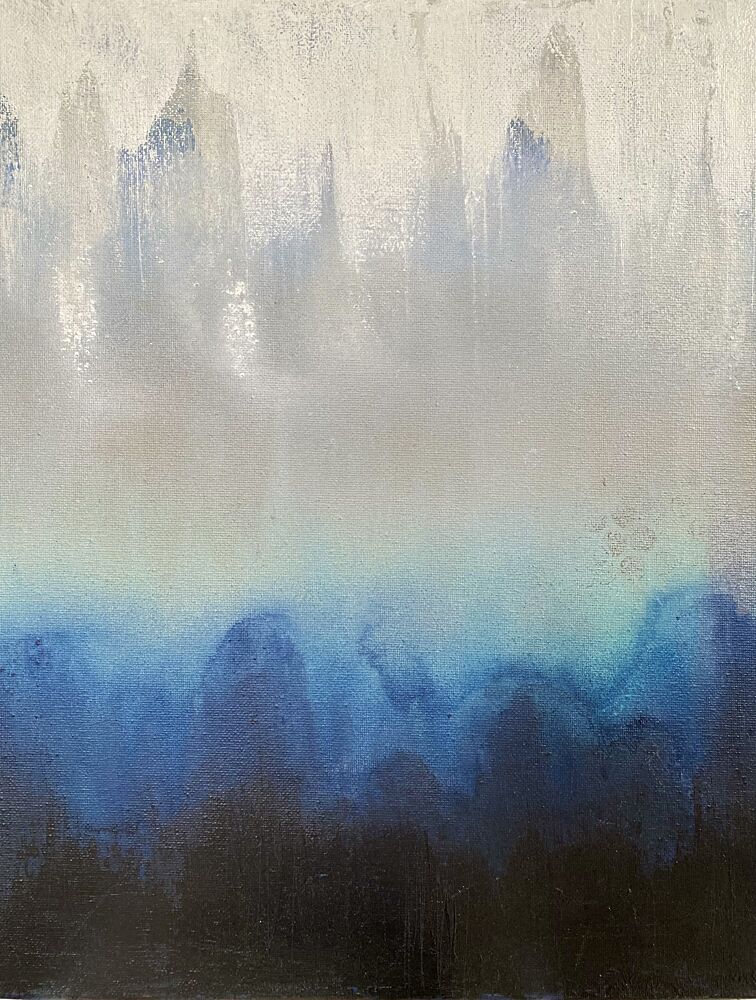 Misty Blue Mountains art print by Berit Pihl for $57.95 CAD