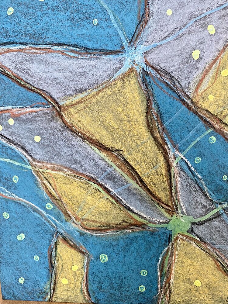 Organic Blue Gold Abstract art print by Berit Pihl for $57.95 CAD