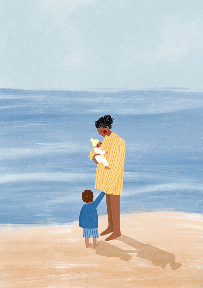 Family Beach Day art print by Bea Muller for $57.95 CAD