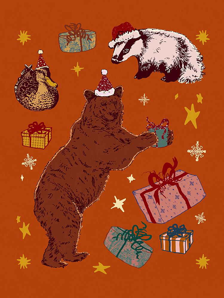 Holiday Animals Giving Gifts art print by Katariina Kosunen for $57.95 CAD