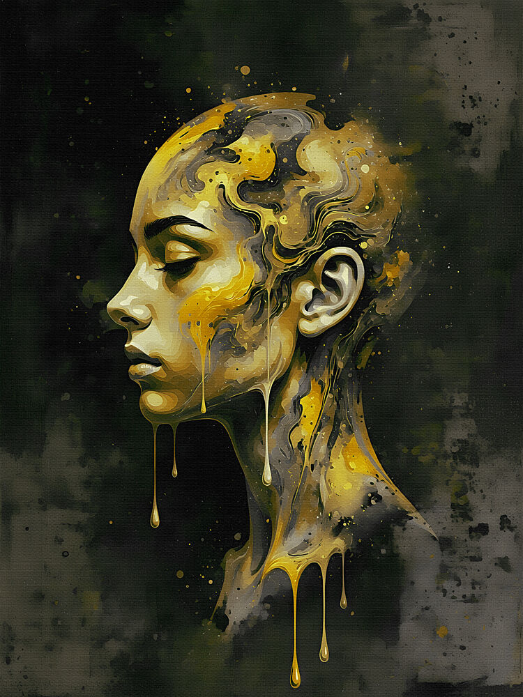Liquid Gold Woman art print by Miguel Bruzual for $57.95 CAD