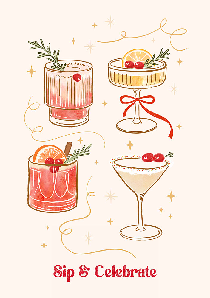 Festive Holiday Cocktails art print by Katarzyna Gasiorowska for $57.95 CAD