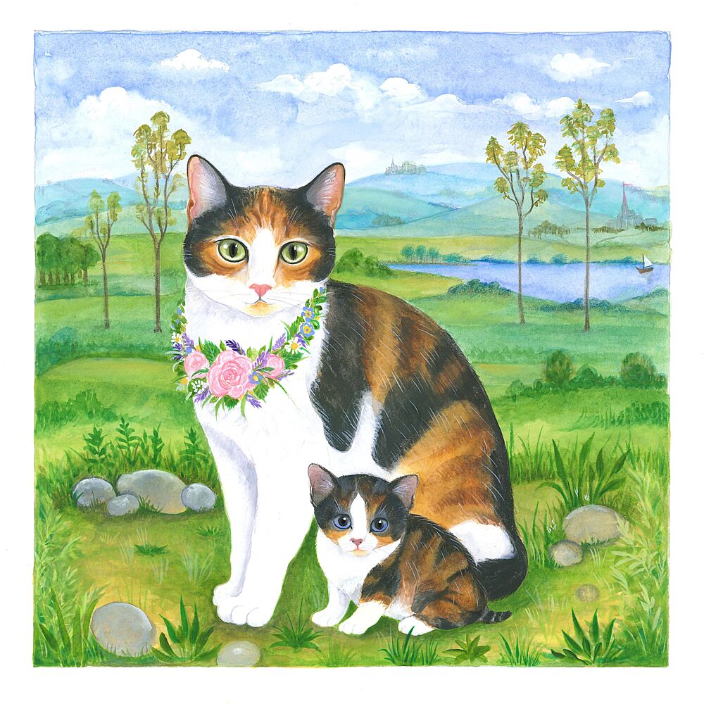 Sweet Calico Cat Family art print by Isabelle Brent for $57.95 CAD