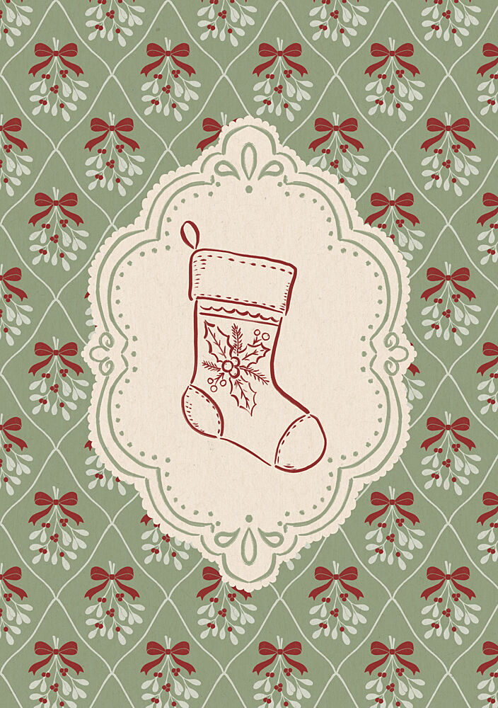 Festive Christmas Stocking art print by Katarzyna Gasiorowska for $57.95 CAD