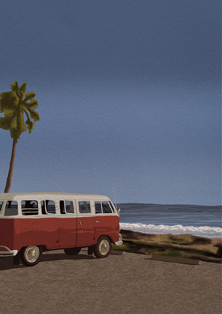 Vintage Beach van art print by Lisa Solomoniuk for $57.95 CAD