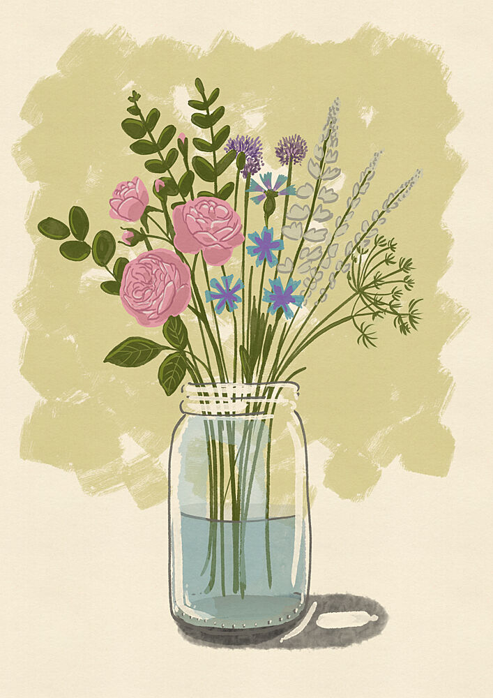 Fresh Mason Jar Flowers art print by Nicholas for $57.95 CAD