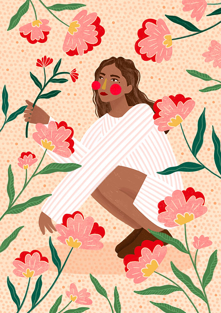 Woman in Floral Garden art print by Bea Muller for $57.95 CAD