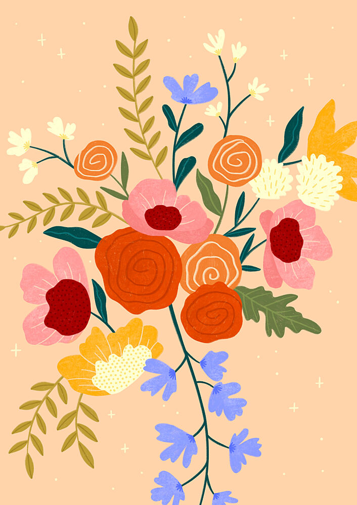 Colorful Floral Bouquet art print by Bea Muller for $57.95 CAD
