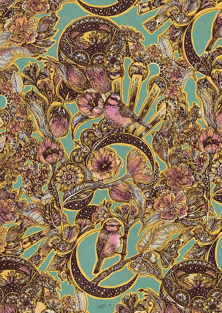 Enchanted Floral Birds art print by Katariina Kosunen for $57.95 CAD