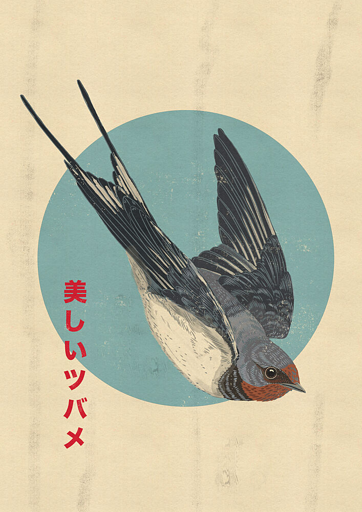 Elegant Japanese Swallow art print by Nicholas for $57.95 CAD