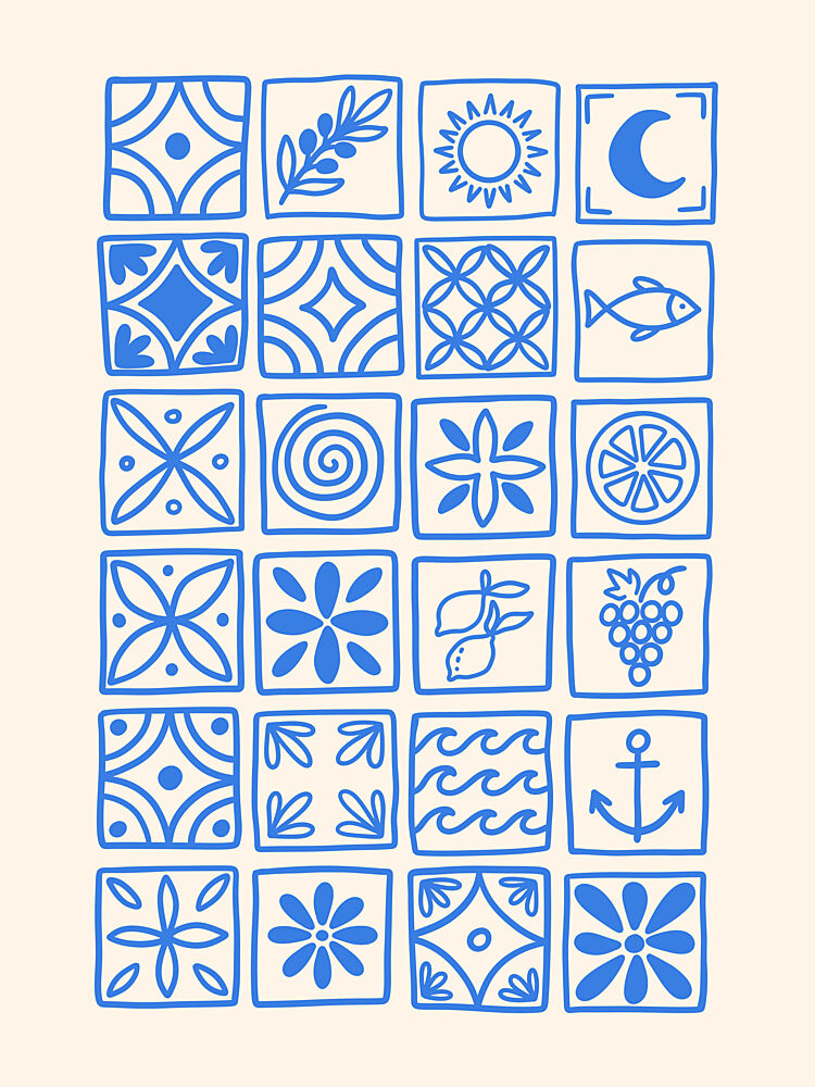 Mediterranean Blue Patterns art print by Mathieu for $57.95 CAD