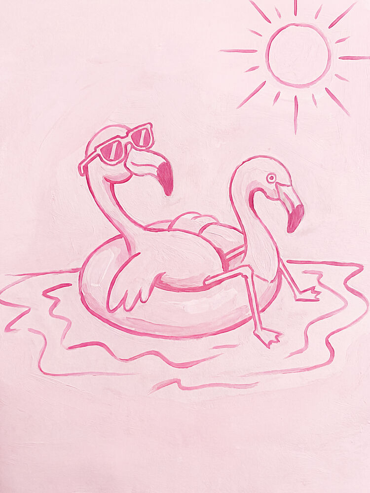 Summer Flamingo Fun art print by Mathieu for $57.95 CAD